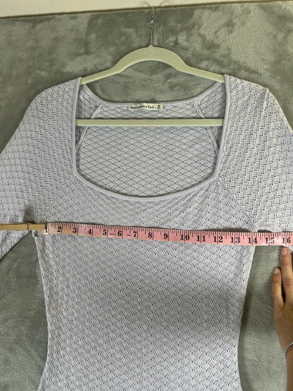 Abercrombie & Fitch pointelle square neck light purple eyelet bodysuit - Picture 10 of 15